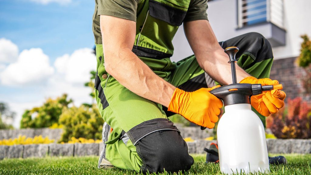 protection from chemical materials in the garden wearing gardening workwear